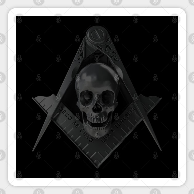 Stealth Skull Square & Compass Masonic Freemason Magnet by Master Mason Made